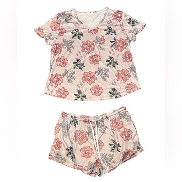 Ekouaer Floral Women's Pajamas Set XL Short Sleeve & Shorts Loungewear - Picture 1 of 7